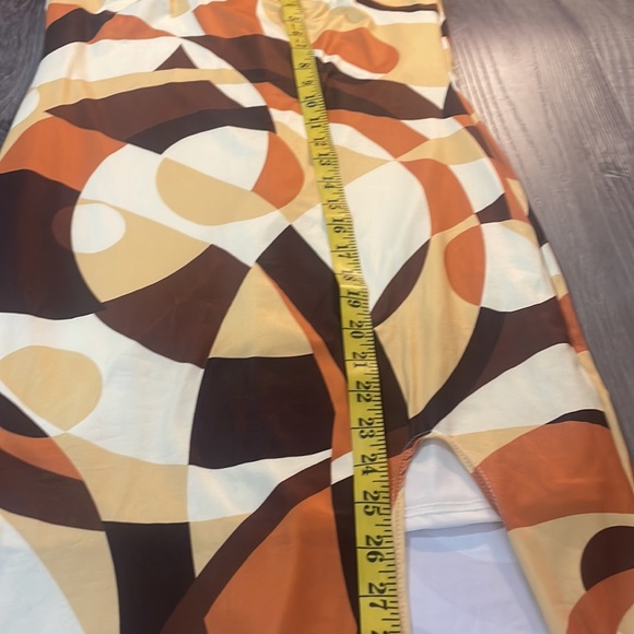 Brown multi colored,geometric shaped design maxi long tube dress,Large - Picture 12 of 14